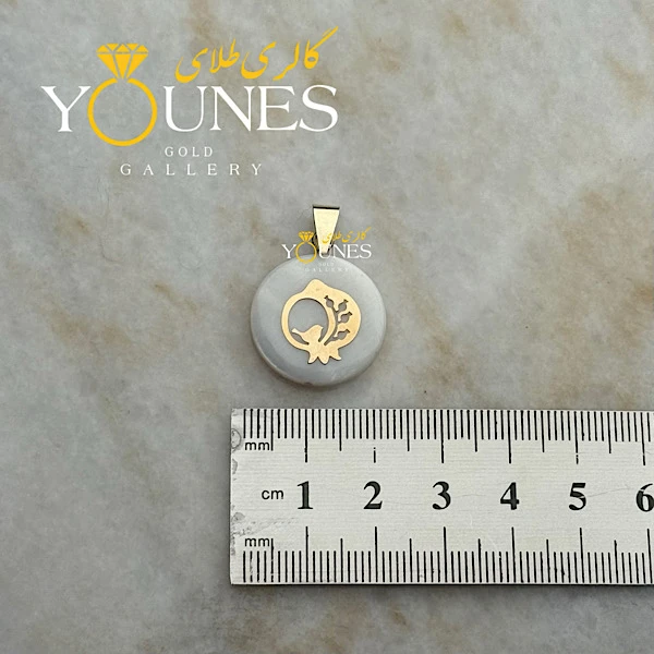آویز طلا سنگ صدف انار سیمرغ بزرگ